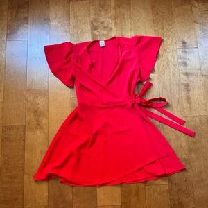SIMONS - Twik Vibrant Red Mini Wrap Dress